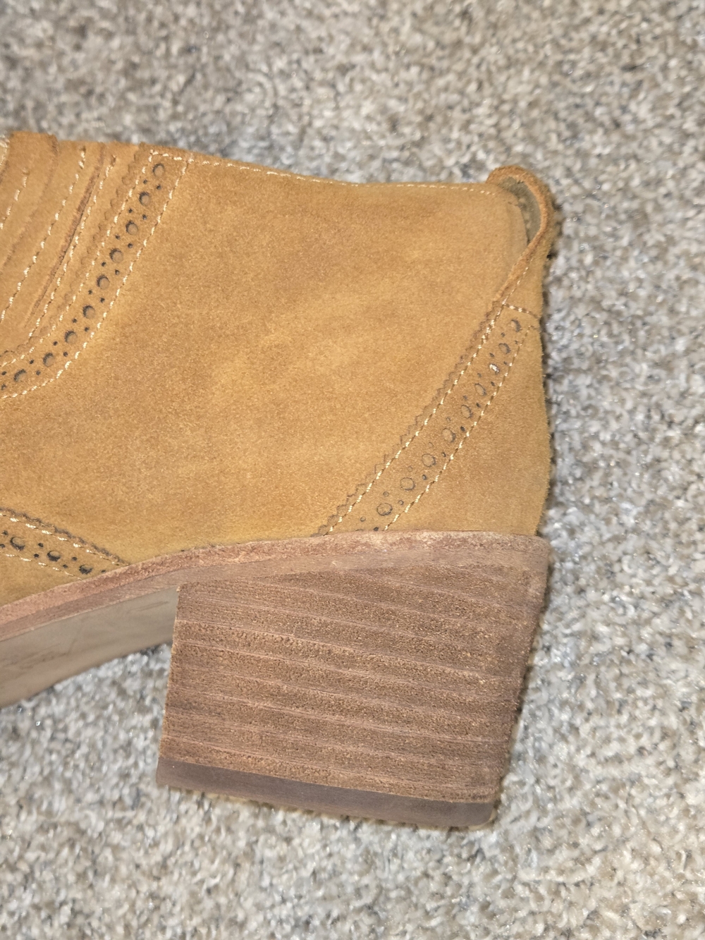 Madewell Suede Grayson Brogue Chelsea Ankle Boots Amber Brown Women's US 8.5 - Picture 12 of 14